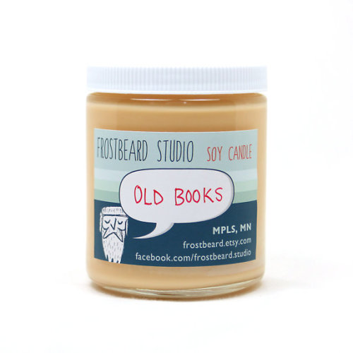 heartbreakisahorcrux: etsy: Book-scented candles for bibliophiles from Frostbeard.  I bought th