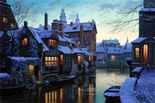 autumn-dreamin: tanya-antre: Eugene Lushpin Art / seasons / city ​​streets autumn-dreamin