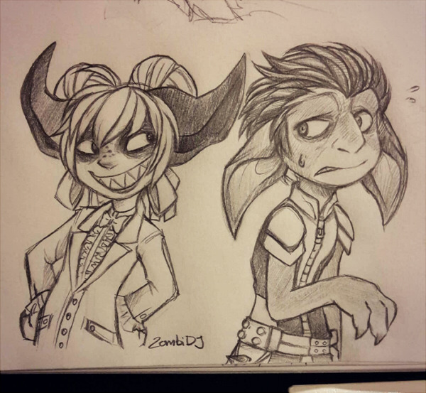 darktwinteekoart:  My two characters ZombiDJ and Draekster from Guild Wars 2 Zombi