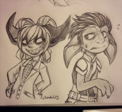 darktwinteekoart:  My two characters ZombiDJ