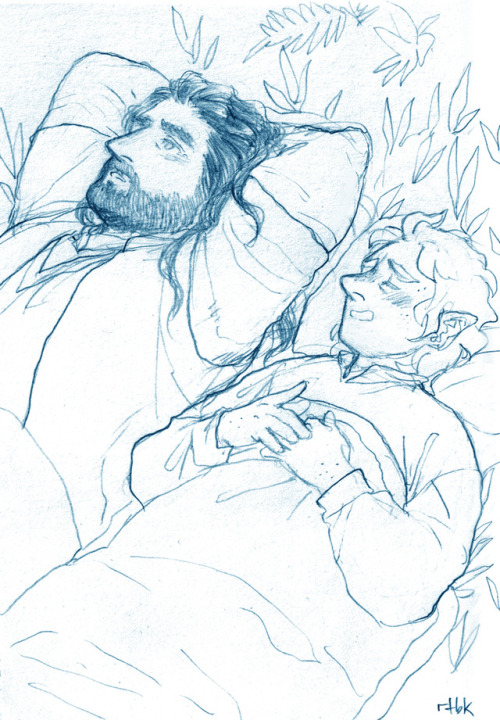 rutobuka2: some of the sketches my friends prompted me!  1) Sleeplessness with Thorin and Bilbo