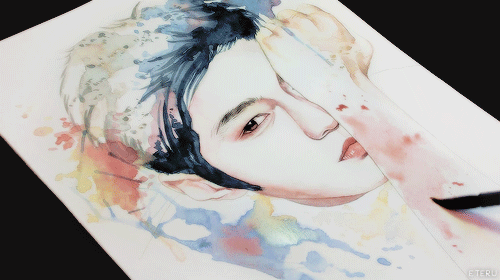 eteru-art:  Portrait for Kim Myungsoo / watercolor  Video｜˚✧₊⁎  this drawing