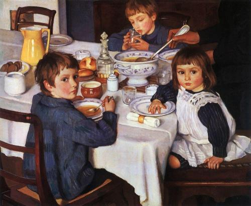 zinaida-serebriakova:At breakfast, 1914, Zinaida Serebriakova