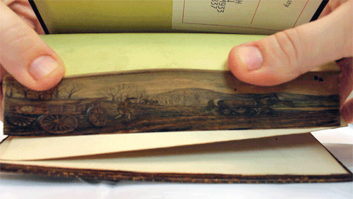 itscolossal:  Secret Fore-Edge Paintings Revealed in Early 19th Century Books at the University of Iowa 