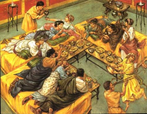 metaphysikal:  Food & Feasting in Ancient Rome. The festive consumption of food and drink was an important social ritual in the Roman world. Known as the convivium (Latin: “living together”), or banquet, the Romans distinguished between specific