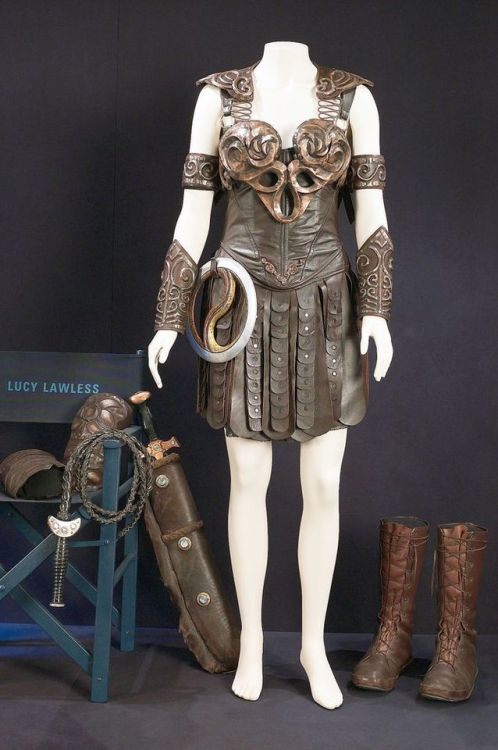 Xena’s outfit and weapons from the TV series “Xena: Warrior Princess”, circa 1995.from the Museum of