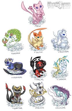 phoenix-force-20:  macemonstah:  Mew + other Legendary variations!I was going to stop at Kabutops but mews happened oops.Nidoran Female / Kabutops  These are all absolutely beautiful! Love the Suicune and Giratina the most