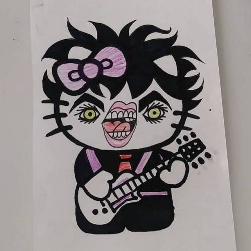 This is gonna be fun to tattoo… Hello Kitty mashup with Billie Joe from Green Day.  Thank youuu.  #hellokitty #greenday (at Raven’s Eye Ink)
