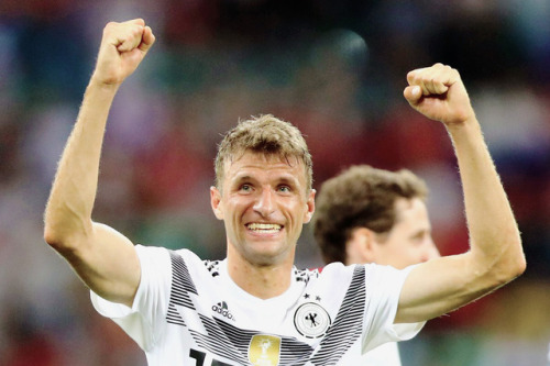 gerardeulofeus: Thomas Müller of Germany celebrates during the 2018 FIFA World Cup Russia group