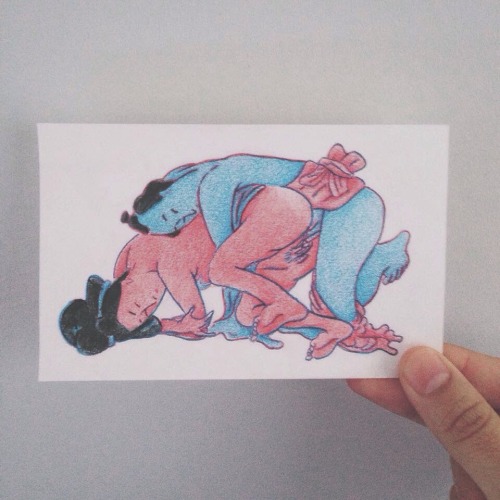 ismaelguerrier:Sketch I did based on a Japanese Shunga drawing.(Color pencil on paper)