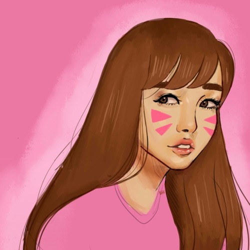 I am practicing Paint Tool Sai with D.va!I love her very much and i play her a lot on pc