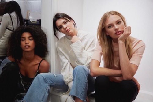 Backstage beauty: Imaan Hammam, Kendall Jenner, and Romee Strijd before the debut of the September C