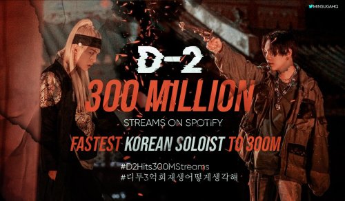 Agust D's 'D-2' Has Now Surpassed 300 Million Streams On Spotify. It's The Fastest Album By A Korean