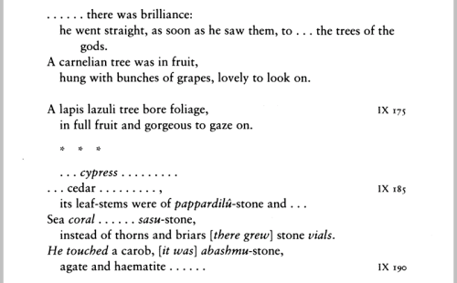 world-shards:Gilgamesh wandering in the wilderness, from Babylonian tablet IX  (tr. Andrew George, P