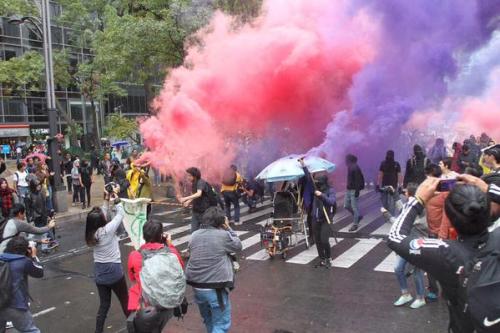 fuckyeahblackbloc:  Massive protests took place on the 2nd of October in Mexico City to mark the ann