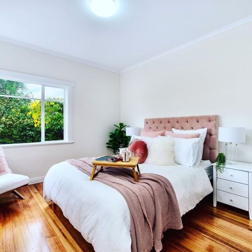 Beautiful bedroom vibes styled by Belle Property Styling at our Moonah property #bellepropertystylin