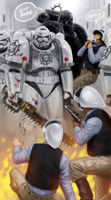 the-emperor-protects:  Inquisitor Vader has a nice chat with some heretical rebels. Image by:jedi-art-trick.