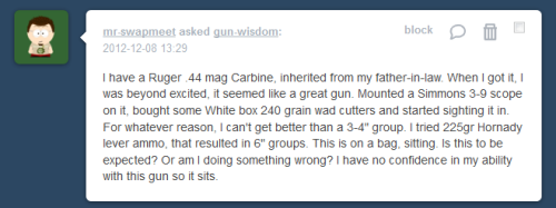 mr-swapmeet:gun-wisdom:I did some research on the Ruger .44 Mag carbine, and on the forums I noticed