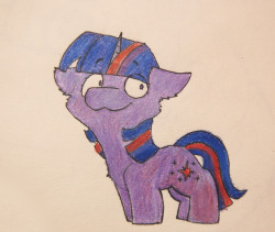 input-command:A traditional Twi I drew a little before Bronycon! This is what taught me colored pencils are difficult to use correctly. To get it as smooth as it is, I had to color over the same part 5 times. ~burnishing~ &lt;3