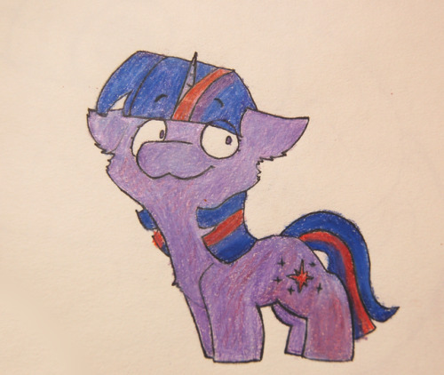 input-command:A traditional Twi I drew a little before Bronycon! This is what taught me colored pencils are difficult to use correctly. To get it as smooth as it is, I had to color over the same part 5 times. ~burnishing~ <3