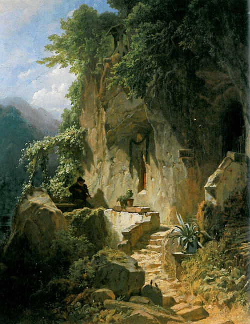 A Musical Hermit before His Rocky Abode, Carl Spitzweg, ca. 1856-58