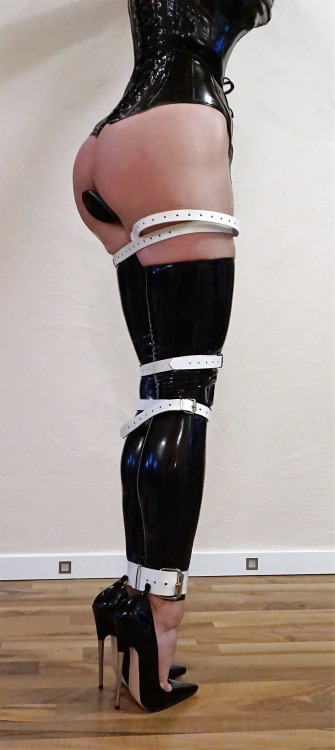(via Forced Posture Training, Bondage, High Heels, Corsett, Plug)