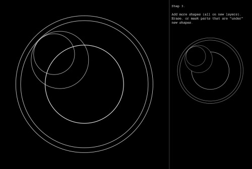 osi8m:  how to spell circles like here:  or here:  for photoshop, thought as long as your program allow to make elipses, or other shapes and use layers, it should work too :P 