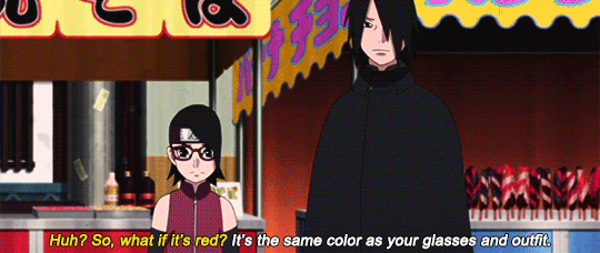 ydotome:You like red, don’t you? - Boruto: Naruto Next Generation - Episode 95Sasuke being cute and 