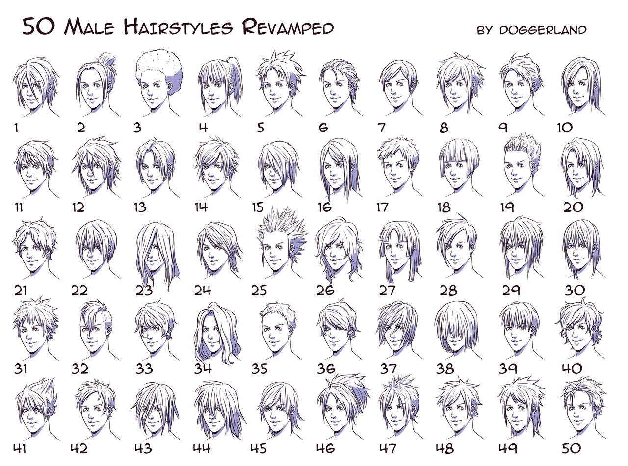 Art Tutorials — helpyoudraw: 50 Male Hairstyles -...