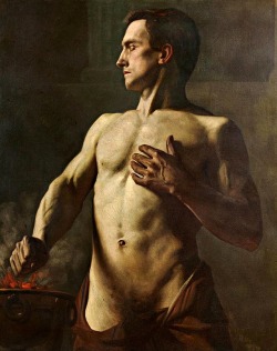 hadrian6:  Mucius Scaevola. 1858. Charles Gleyre. Swiss 1806-1874. oil/canvas.              http://hadrian6.tumblr.com