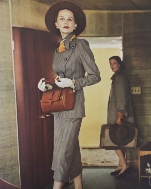 “A long line of suit.” Image by Horst P. Horst. Vogue. July 15, 1947. This is from one o