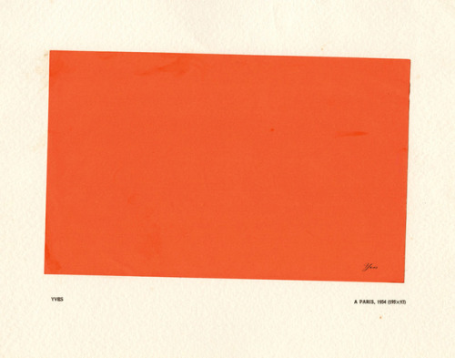 garadinervi: Yves Klein, Yves Peintures, 1954 (pt. 2) (pt. 1 here) (pdf 1 here, 2 here) (via Artists