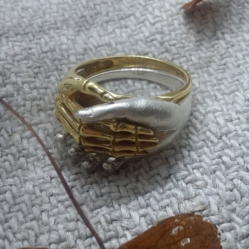 thepit: sosuperawesome:Life and Death Ring SetThe Finest Silver on Etsy  [Image Description: 5 pictu