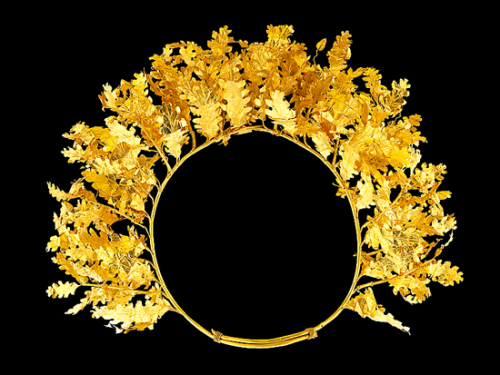 fuckyeaharchaeology:  Hellenistic Gold Wreaths In Ancient Greece, wreath crowns were given as prizes to the victors of athletic and artistic competitions. The wreaths were often made from the branches of Laurel, Myrtle, Oak, and Olive Trees. These trees