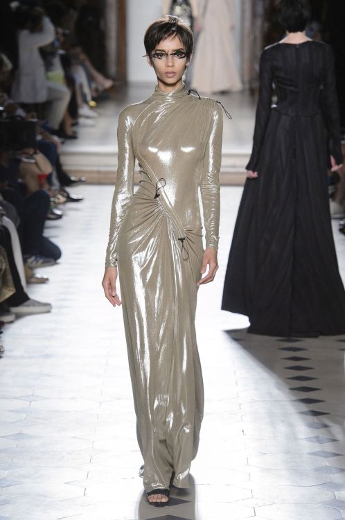 Shiny silvery metallic gown