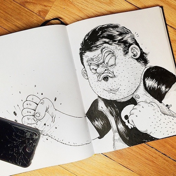 jedavu:  Artist Playfully ‘Tortures’ Cartoon Character With His Fingers Artist