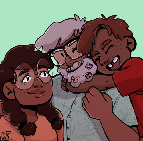 riladoodles: day 69 happy father’s day! [image description: a drawing of Merle with Mavis and 