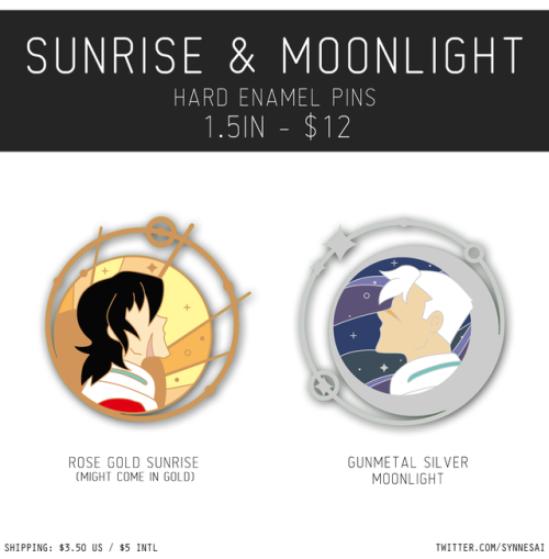 synnesai: My shop is open again! A new Shiro and Keith theme pin is up for preorder. Sun Rise and Mo