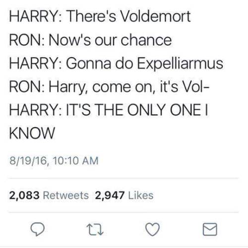 thebestoftumbling:Harry Potter tweets always make me smile.