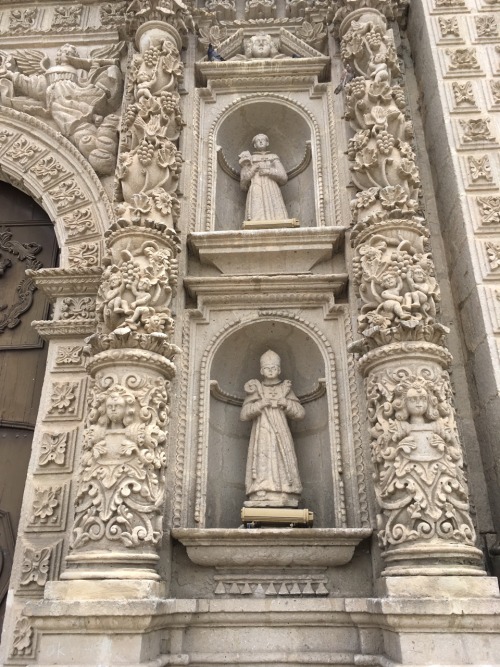 Stone moulding on the facade of Cajamarca Cathedral, Peru, Baroque style, 1686
