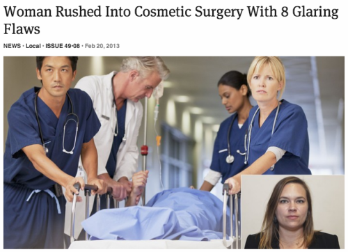 theonion:Woman Rushed Into Cosmetic Surgery With 8 Glaring Flaws: Full Report