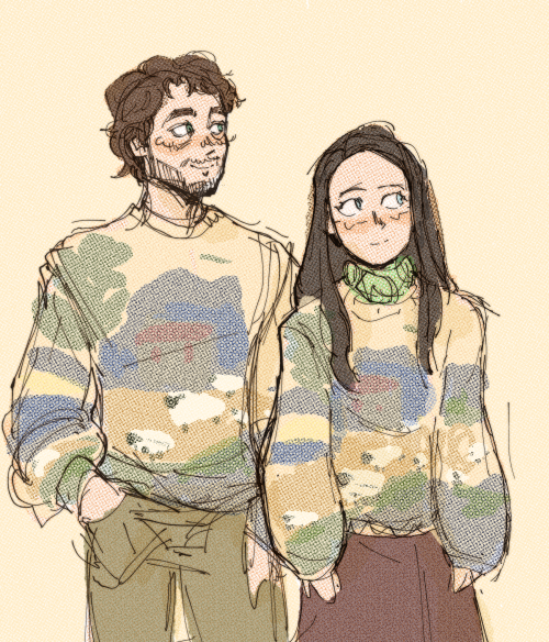 wuntrum:another @horrorlesbians inspired sweater post: will and abigail in these cute little sheep s