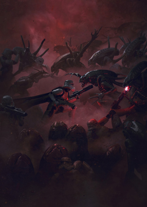 thecollectibles:   501st Legion: Vader’s Fist VS Space Cockroaches  Art by  Guillem H. Pongiluppi   