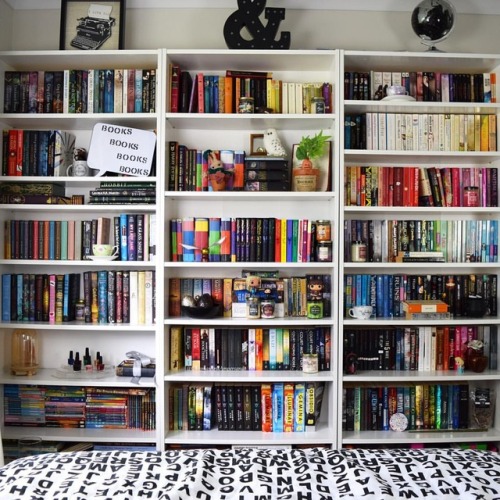 Are all your bookshelves in one place, or are they spread throughout your house/room? These are my t