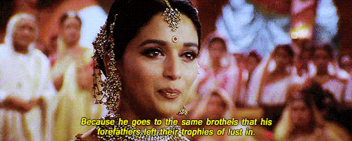candiikismet:  sridevi:sridevi: “She’s a whore.”Madhuri Dixit as Chandramukhi // Devdas (2002)  YALL LISTEN. Whoever wrote this was NOT playin. I love this gif set!