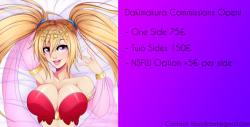 Dakimakura commissions are open! My prices are:-One Side 75€  -Two Sides 150€  -NSFW Option  5€ per sideIf any of you are interested, you can contact me at lawzillaart@gmail.com I’ll leave you some dakis i’ve drawn before in case you didn’t