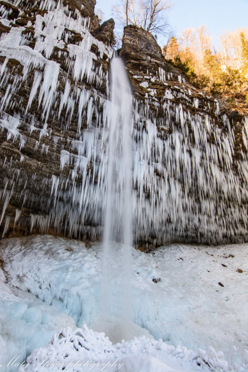 PERICNIK WATERFALL, Slovenia - this impressive 52 meter-high waterfall is still frozen, but spring i