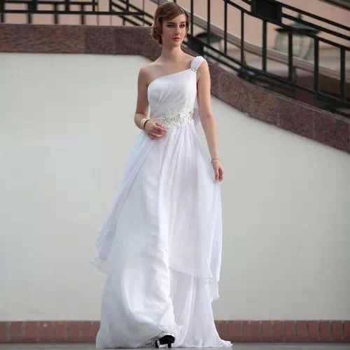 White floor length prom dress