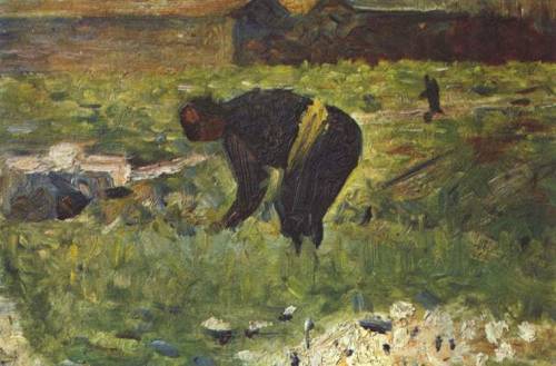 Farmer to work, 1883, Georges SeuratMedium: oil,wood