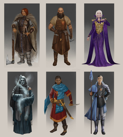 Characters of ‘Dysparea - A Shattered World’, an upcoming ttrpg setting by Andrew EagleA